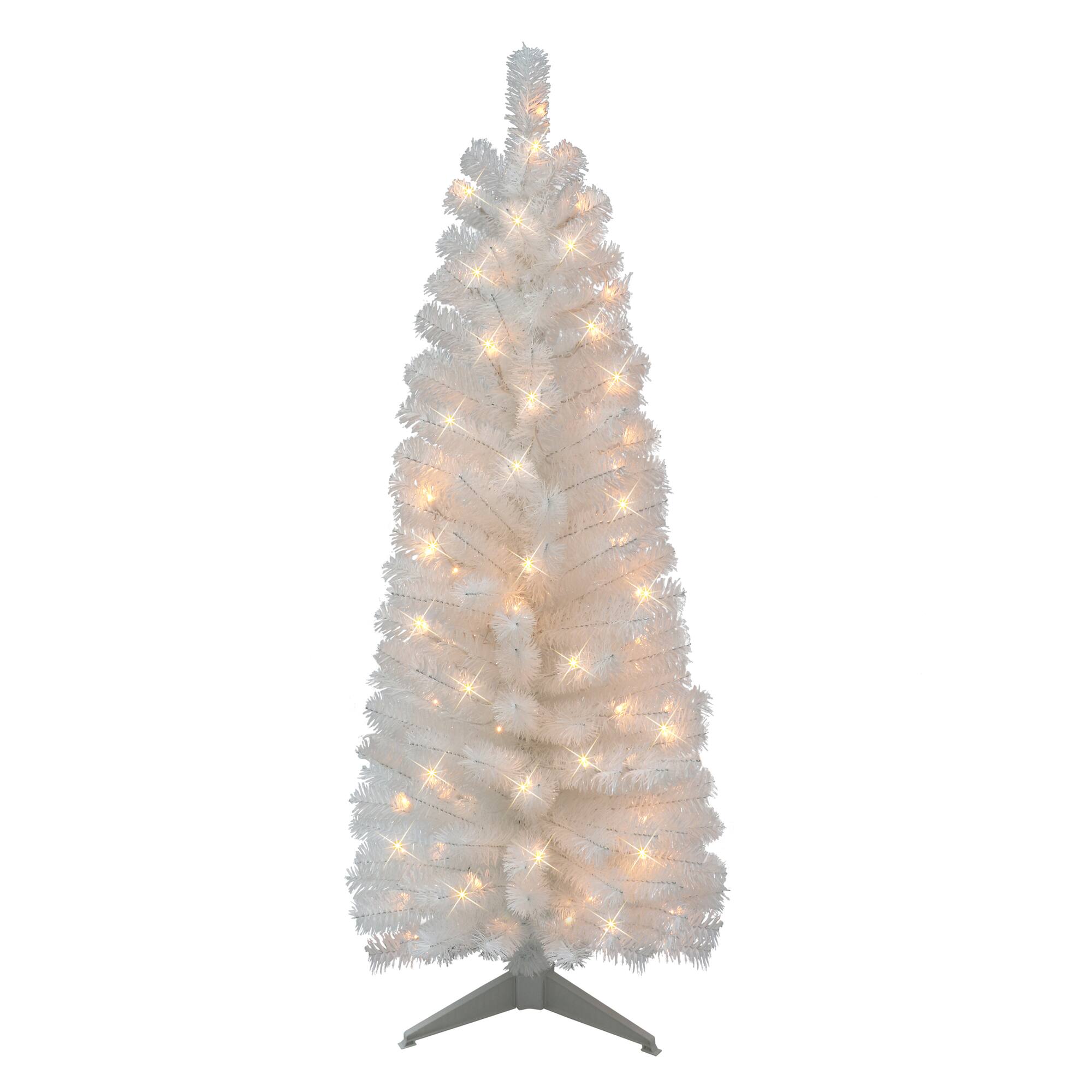 4.5ft. Pre-Lit White Tinsel Artificial Christmas Tree